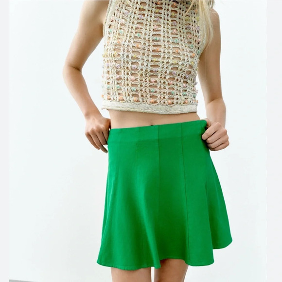 Zara linen blend mini  skirt size M - Picture 1 of 8